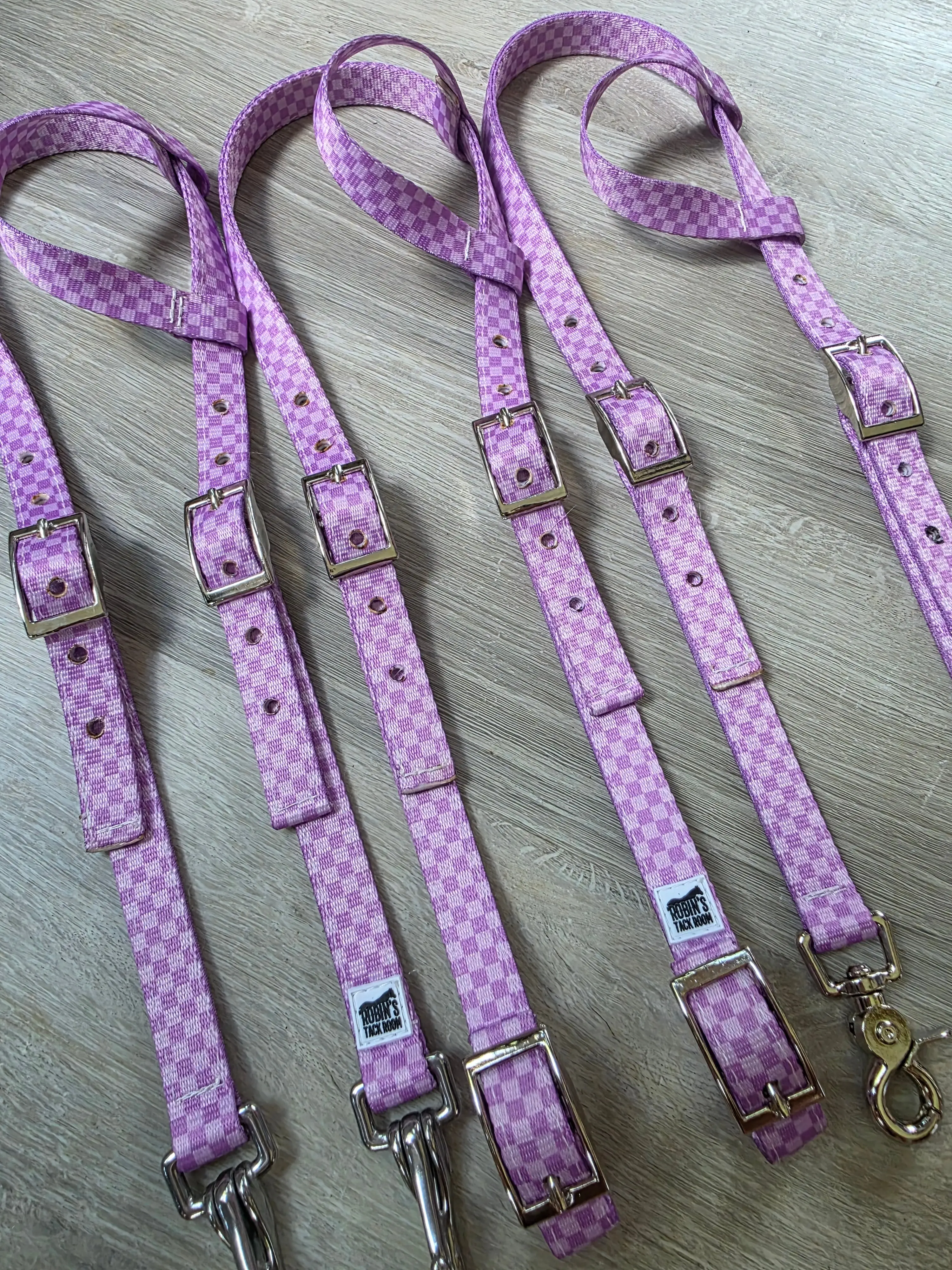 Lavender checkered headstall