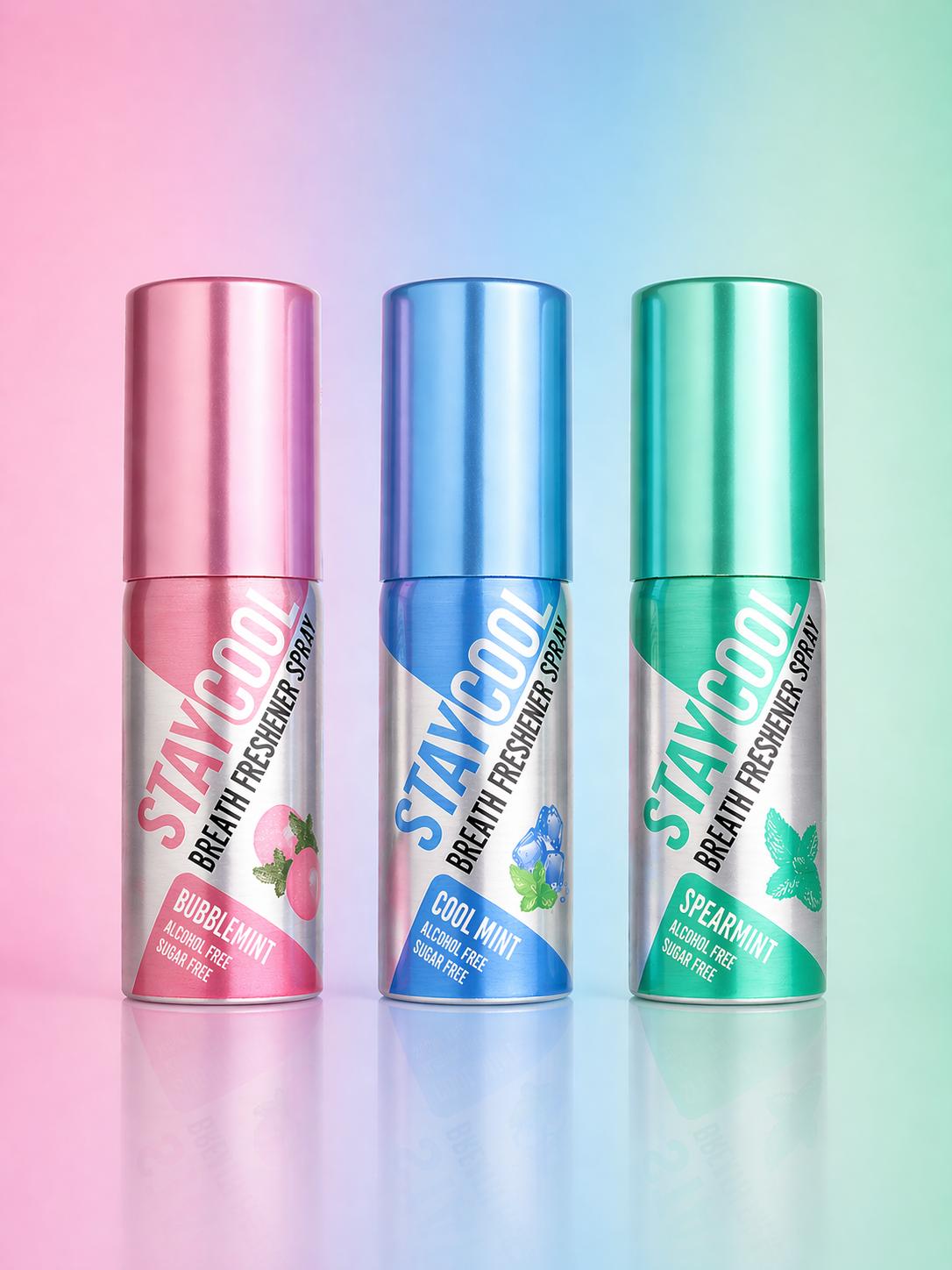Mint Trio Breath Freshener Sprays - Bubblemint, Cool Mint, Spearmint, 3-Pack