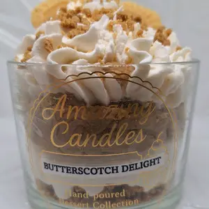 Amazing Candles Butterscotch Delight Hand Poured Dessert Collection Candle with Creamy Topping