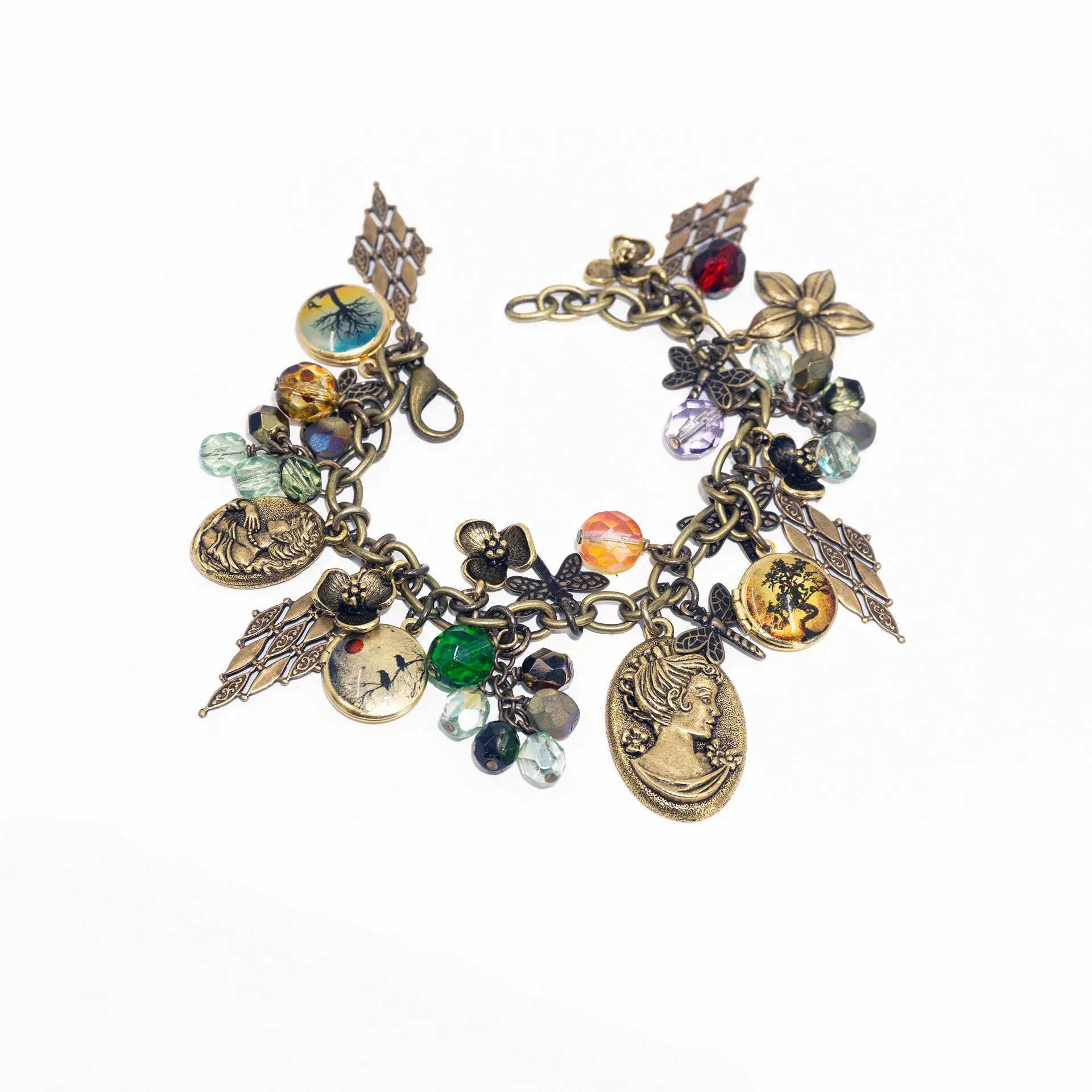 Vintage Style Charm Bracelet - Cameos & Lockets
