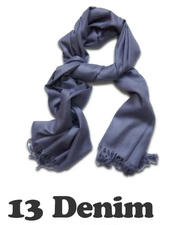 Women Pashmina Wool Feel Silky Classic Solid Wedding Shawl Scarf Stole Wrap  Denim