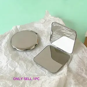 1pc Women Stainless Steel Portable Travel Makeup Mirror Foldable Pocket Cosmetic Mirror Mini Multi Shape Design