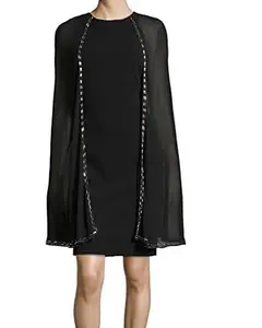 Betsy Adam Rich Women's Beaded-Cape Sheath Dress Black 4
