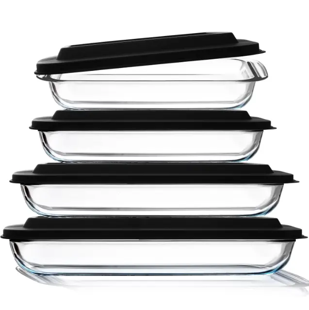 Glass Baking Dish with Lids, 8 Piece Deep Casserole Dish, Rectangular Pans for Baking Glass Baking Dish with Lids, 8 Piece Deep Casserole Dish, Rectangular Pans for Baking
