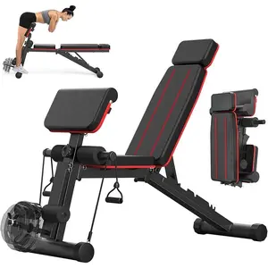 Adjustable Weight Bench Foldable Workout Bench with Leg Extension and Preacher Curl Incline Decline Exercise Bench Press 772LBS Load Strength Training Benches for Home Gym Full Body Workout