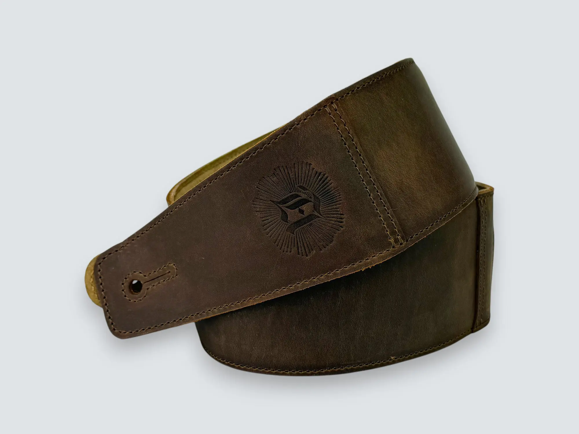 The Reticent - Suede-Back Whiskey Brown Leather Guitar Strap