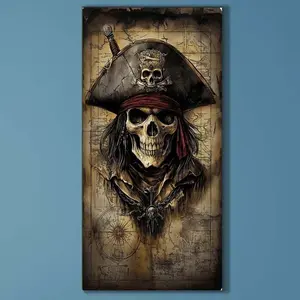 5D DIY Full Drill Round Diamond Painting - Diamond Art Kit Pirate Skull Hat Mosaic, Canvas, Handicraft - DIY Wall Decor, Home Wall Art, Perfect for Halloween, Christmas, Independence Day, Birthdays, and Anniversary Gifts.