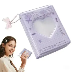 2PCS Photo Card Holder With 40 Pockets Heart-Shaped Hollow Card Folder Heart-Shaped Hollow Card Binder Photo Card Holder With Pendant Waterproof Photo Card Holder Ideal For Idols