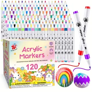 TBC The Best Crafts 120Colors Acrylic Paint Markers,Waterproof, Non-Toxic, odorless, Suitable for Paper, Pottery, Stones,back to shcool