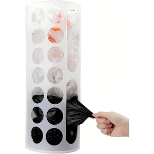 Plastic Bag Holder for Grocery Bags, Large Capacity Plastic Bag Dispenser, Multiple Grocery Bag Storage Organizer, Wall Mount Kitchen Trash Bag Holder(White,1 pack)