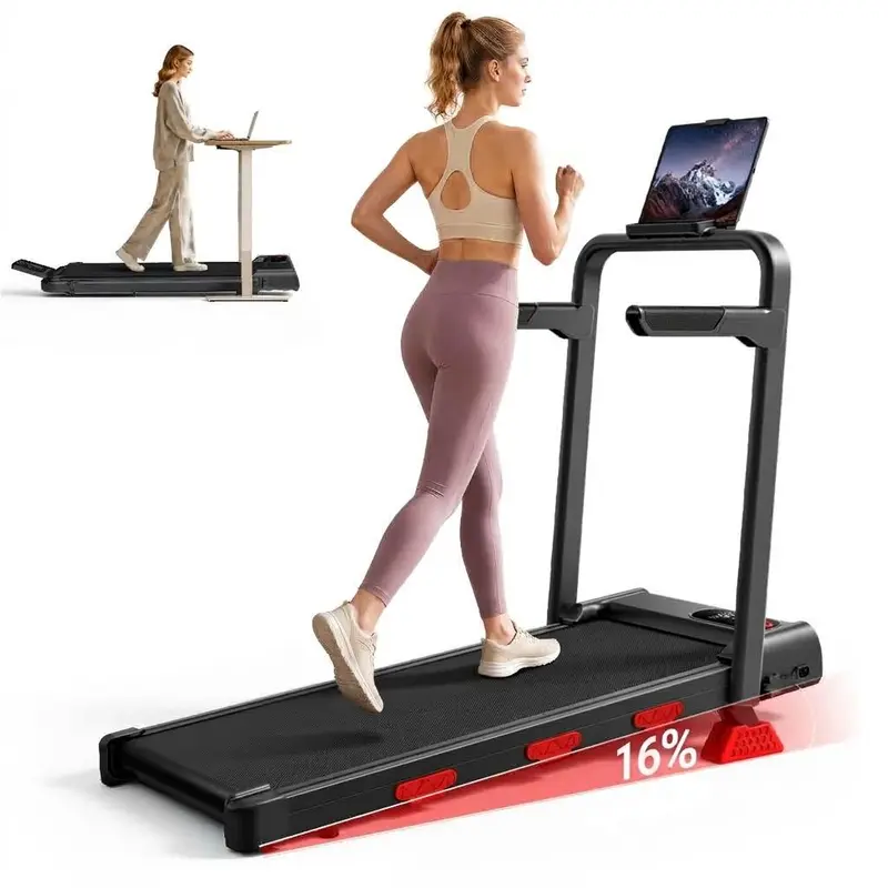 UMAY Incline Walking Pad, Treadmill with Incline, Under Desk Treadmill with Diamond Pattern Running Belt, Running Machines for Home Office, Home Gym Equipment Home Workout Equipment