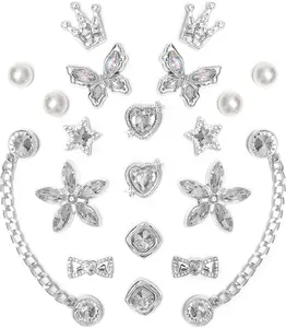 20 PCS Bling Rhinestone Shoe Charms - Luxury Plastic Butterfly Flower Pearl Charms and Pins for Clogs, Women's Party Favor Gift