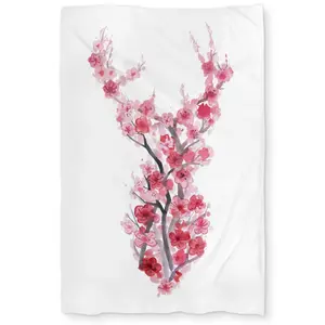 360 Stand Twin Size Extra Long Duvet Cover - Microfiber Face, Soft Fabric, Nature-Themed Wildlife Deer & Cherry Blossoms Art, Home Decor Bedding & Linens (C1DCTXLWYMCQW7), Decorative Duvet Cover, Bed Covers