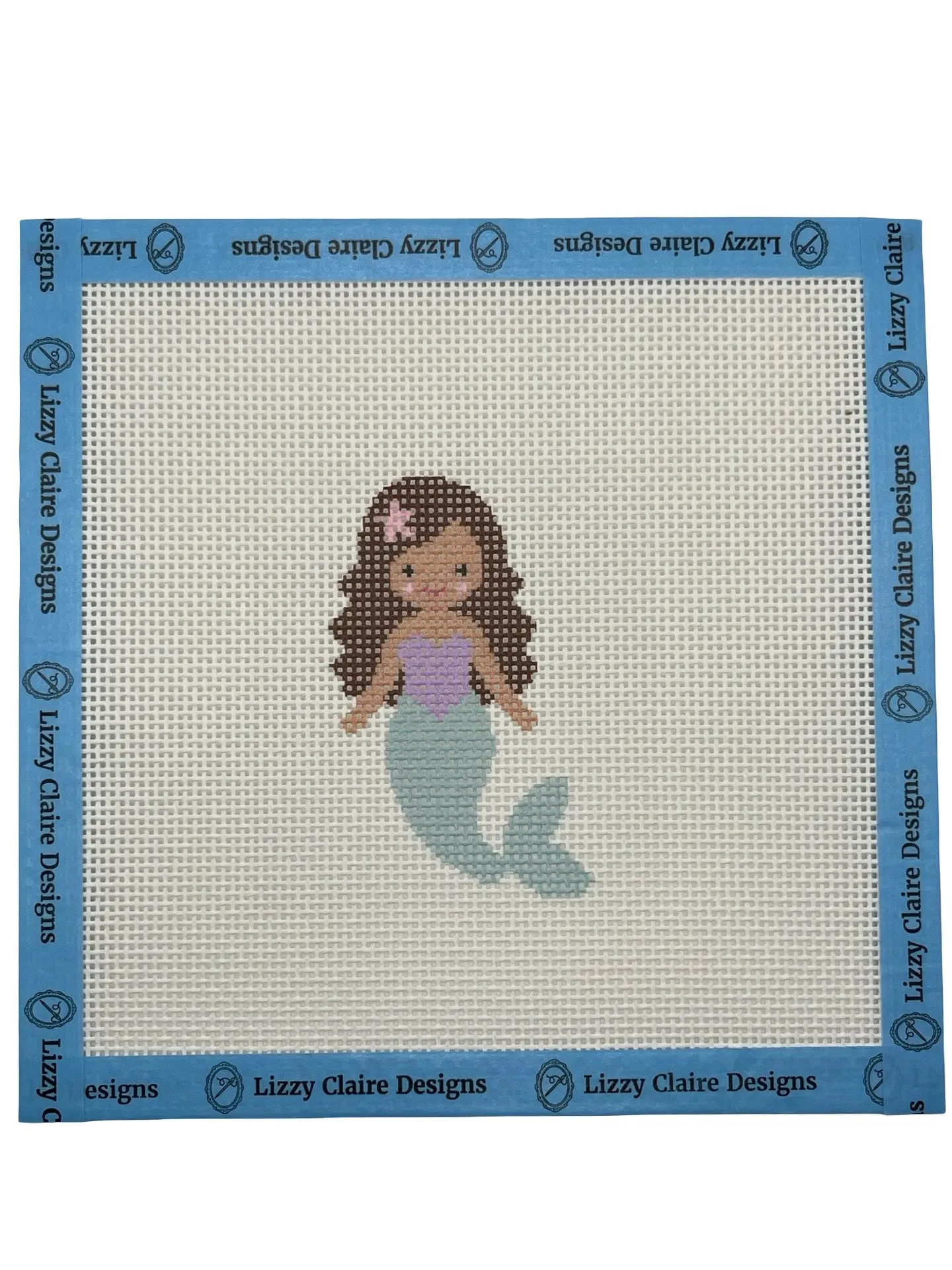 Seafoam Mermaid (Brunette) - 13 mesh - 7 x 7 - Needlepoint Canvas
