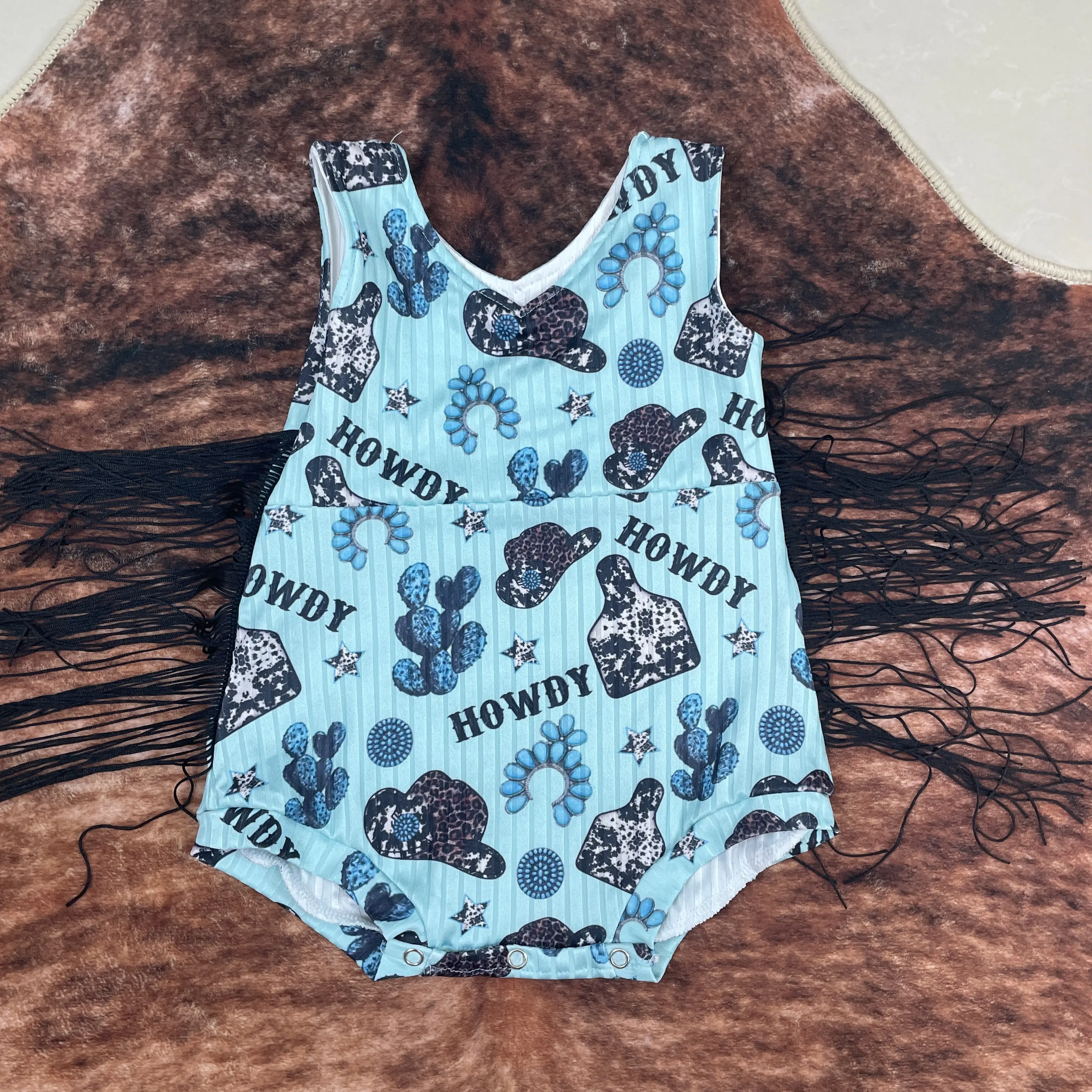 baby girl clothes howdy newborn western fashion baby summer bubble hat turquoise onesie