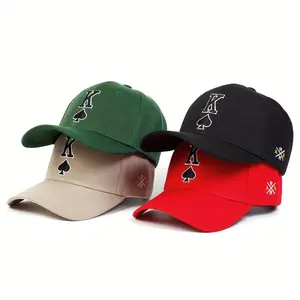 Unisex Poker Spades K Embroidered Baseball Cap Outdoor Adjustable Sunscreen Leisure Hat Travel Tourism Beach Vacation
