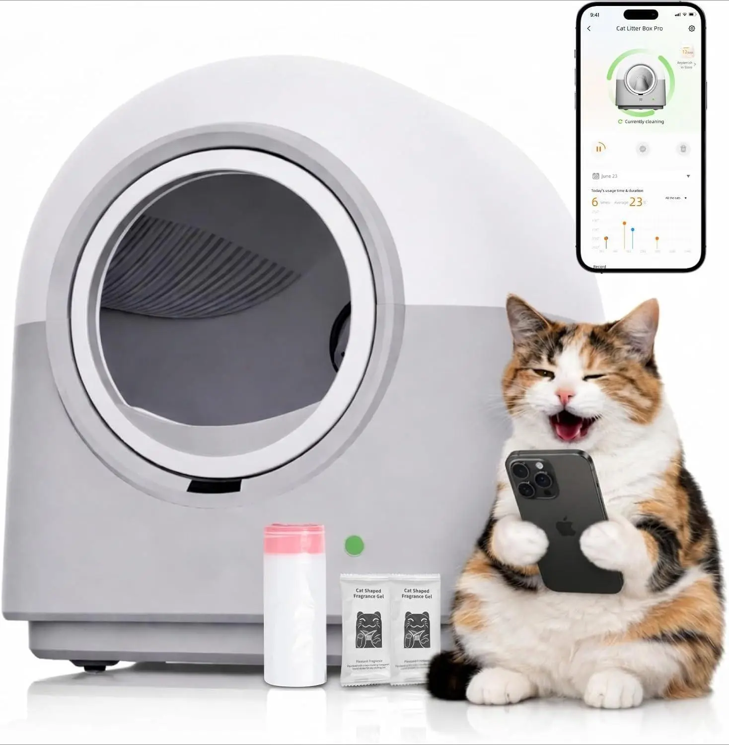 Self Cleaning Litter Box Automatic with Safety Sensors, Odor Control, Real-Time Health & Weight Monitor, Ultra-Quiet, 60L Large Capacity for Multiple Cats, 2026 Version