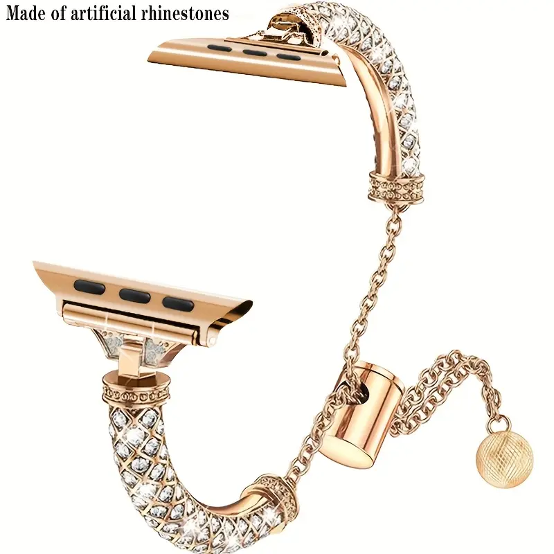 1pc Women'S Wisdom Watch Strap Made of Synthetic Rhinestones Suitable for Festivals, Birthday Gifts to Add Sparkle for Apple Watch Series Ultra/Se/11/10/9/8/7/6/5/4/3/2/1 Series Watch Compatible with 38/40/41/42/44/45/46/49Mm Smart Watch