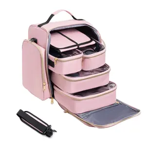 Travel Makeup Bag Storage Bag, 4 Detachable Boxes, 1 Jewelry Organizer Roll, Multiple Storage Bags, Cosmetic Bag, Makeup Organizer Pouch