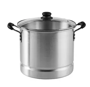 Aluminum Steamer or Stock Pot with Glass Lid, Removable Rack, 10 QT Capacity