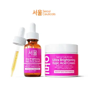 Kojic Acid Cream and Serum Duo - SeoulCeuticals Bundle - Brightening Exfoliating and Moisturizing - All Skin Types