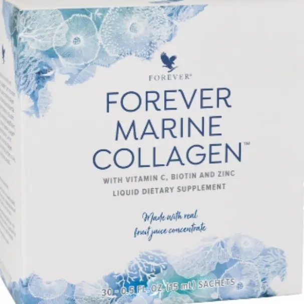Forever Living Marine Collagen Liquid Supplement - 30 x 15 ml Sachets, Hydrolyzed Fish Collagen, Vitamin C, Biotin & Zinc