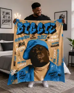 The Notori0us B.I.G. Biggie Sm@lls 'It Was All A Dream' Graffiti Fleece Throw Blanket - Featuring 'Juicy', 'Hypnotize' & 'Big Poppa' Lyrics - Vintage 90s East Coast Hip Hop Fan Decor