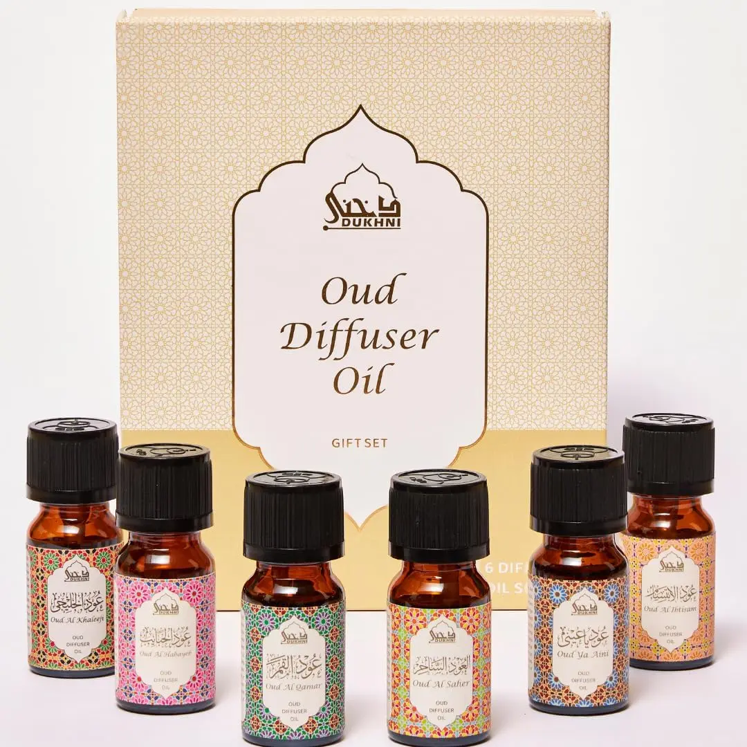 Oud Diffuser Oil, Essential Oil Gift Set by Dukhni | 6 x 10ml Arabic Oil Gift Set for Diffuser & humidifier