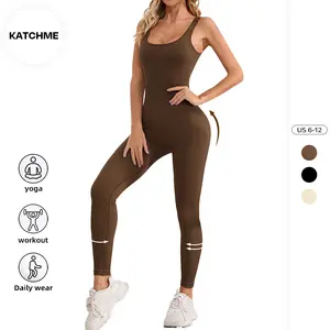 KatchMe Womenswear Solid Color U Neck Seamless Shaping Jumpsuit (live),Comfort Basic Clothing for Lady,Butt-Lifting Shapewear,Plain Stretchy Outfits