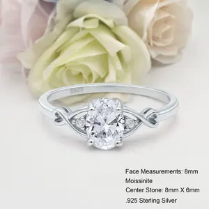 Art Deco Twisted Split Shank1.21 Carat Moissinite Bridal Band Women Wedding Engagement Oval Shape Ring 925 Sterling Silver 8mm