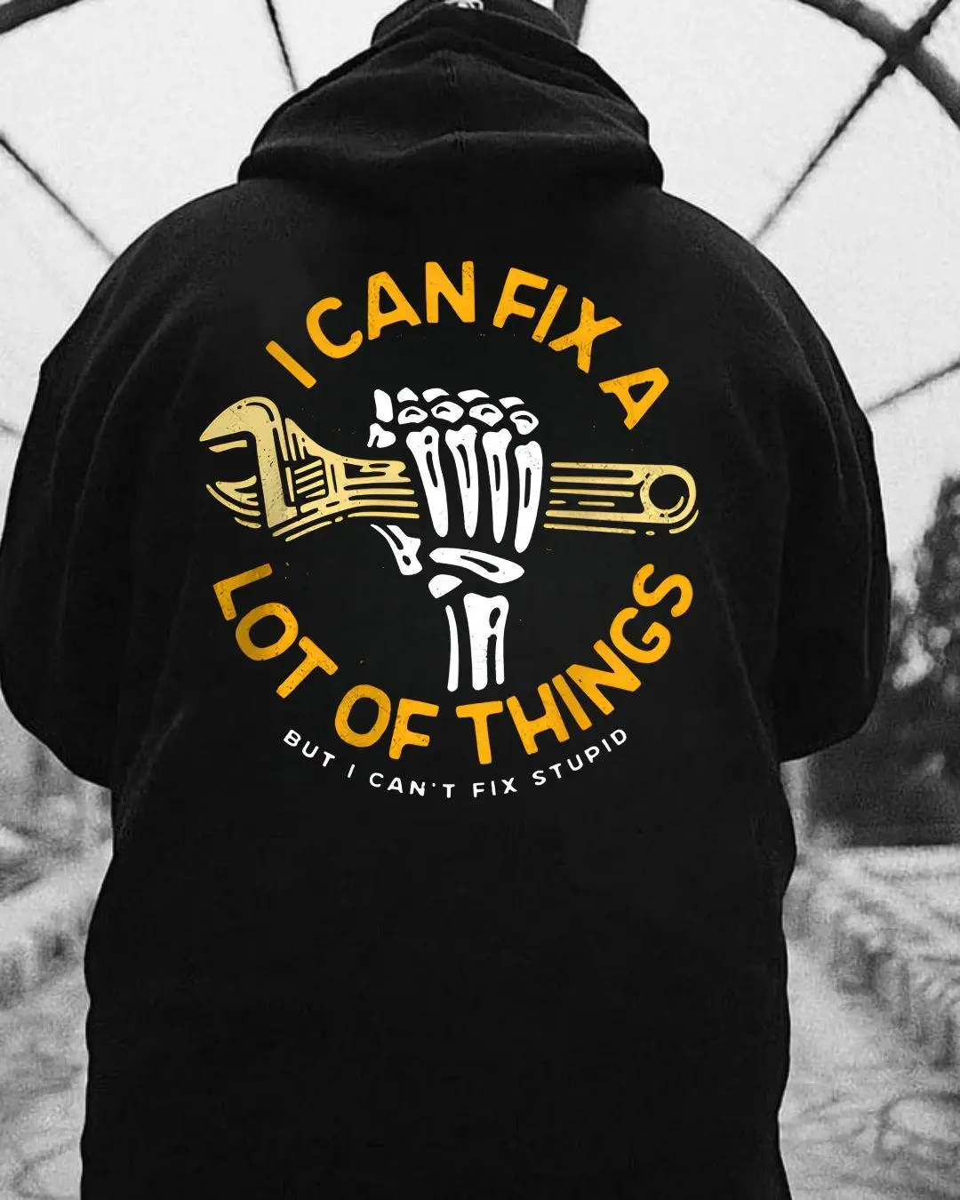 I Can Fix a Lot of Things Hoodie – Mechanic Humor T Shirt for Men – Blue Collar Dad Graphic Sweatshirt