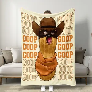 Goop Goop Denim Peanut Virus Meme Printed Flannel Blanket Cooling Blanket Home Decor Soft and Comfortable for Bedroom, Living Room, Sofa - A Perfect Gift for Meme Lovers and Western Enthusiasts