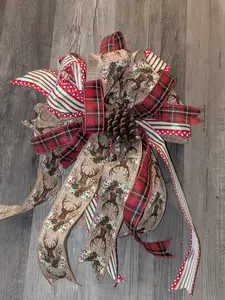 Christmas Wreath Bow, Christmas Bow, Deer Bow