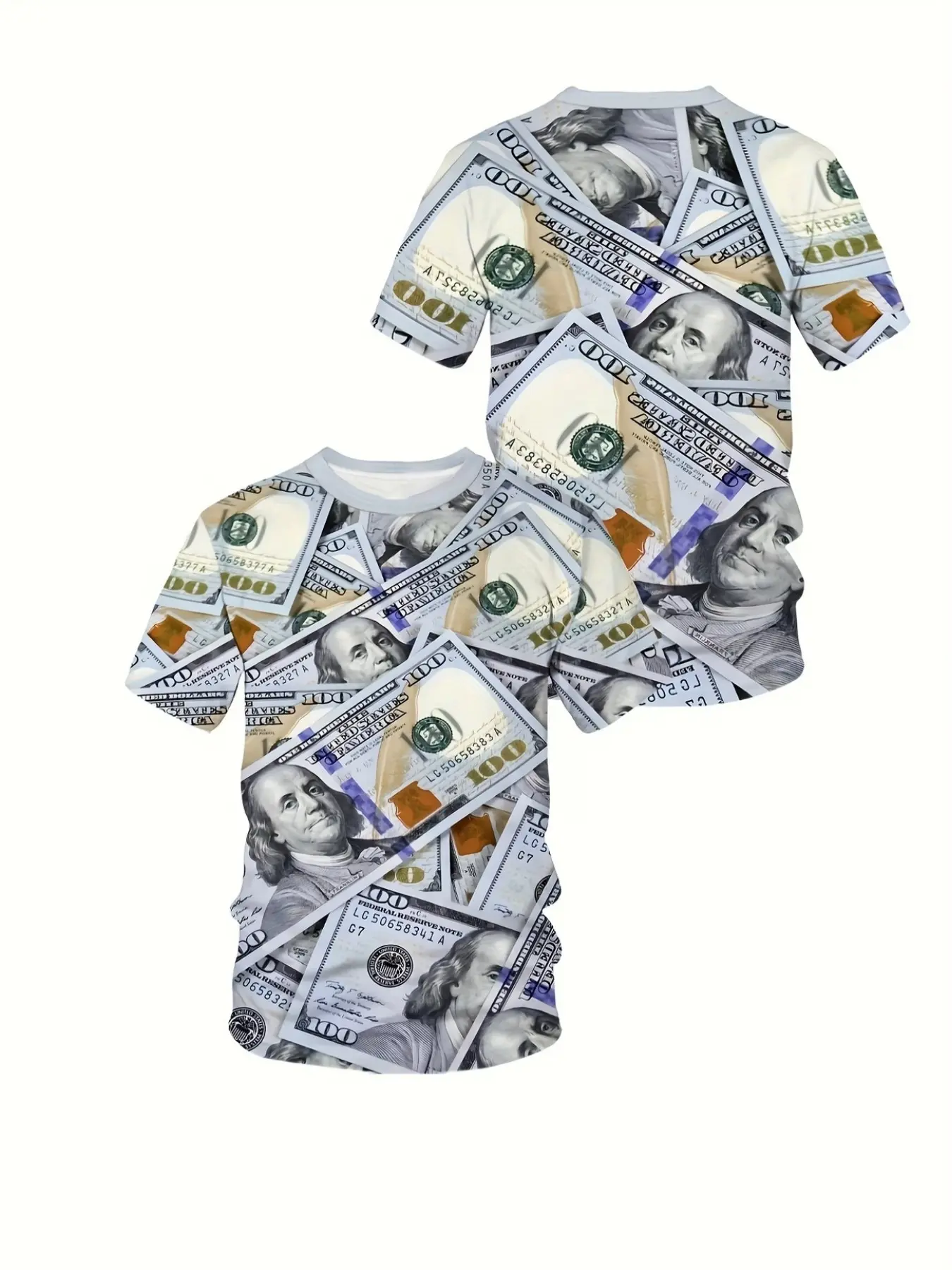 Men's New Dollar 3D Printed Summer Short Sleeve T-Shirts, Casual Fitted Long Tops