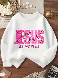 Girls' Printed Sweatshirt, Loose Fit Round Neck, Casual Fall Top, Multi-Color Options, Perfect for Parties and Daily Wear