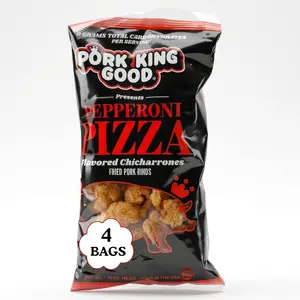Pork King Good Pepperoni Pizza Pork Rinds (Chicharrones) (4 Pack) Keto Snacks