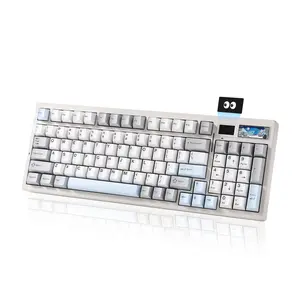 YUNZII IF99 Wireless Mechanical Gaming Keyboard with Smart LCD Display, QMK/VIA Programmable BT/2.4G/USB-C Gasket Mounted Hot Swap RGB 96% Layout for Mac/Win