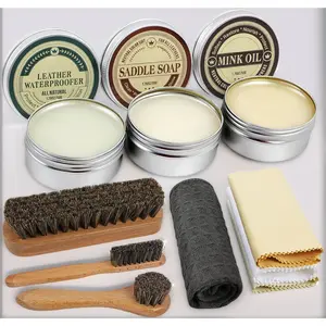 Restore & Protect Your Leather! 10-Piece Kit for Deep Cleaning, Conditioning & Waterproofing. Premium Saddle Soap, Mink Oil, and Wax with Horsehair Brushes. A Must for Longevity.