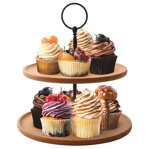Barenthal 2-Tier Cake Stand, Wood Fiber Dessert Tray with Round Cake Pedestal Stand, Cupcake Rivers Stands, Ideal for Weddings & Birthday - Organiser