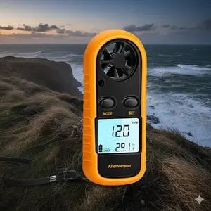 Professional Anemometer with Temperature Gauge: High-Precision Digital Wind Speed Meter 0-30m/s, Thermometer -10 to 45°C, Portable Waterproof & Shockproof LCD Backlight Tool for Indoor Outdoor Use by Engineers and Electricians