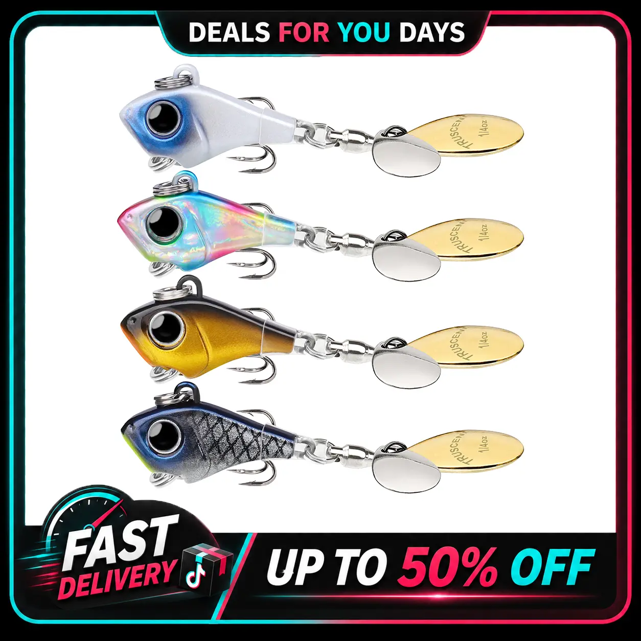 TRUSCEND Metal Fishing Gear Set - BKK Treble Hook Lures with Vibrating, Swimming, Flashing, Jigging Actions, Centered CG, Long Cast Reach for Ice Fishing, Father's Day Gifts, Camping Essentials