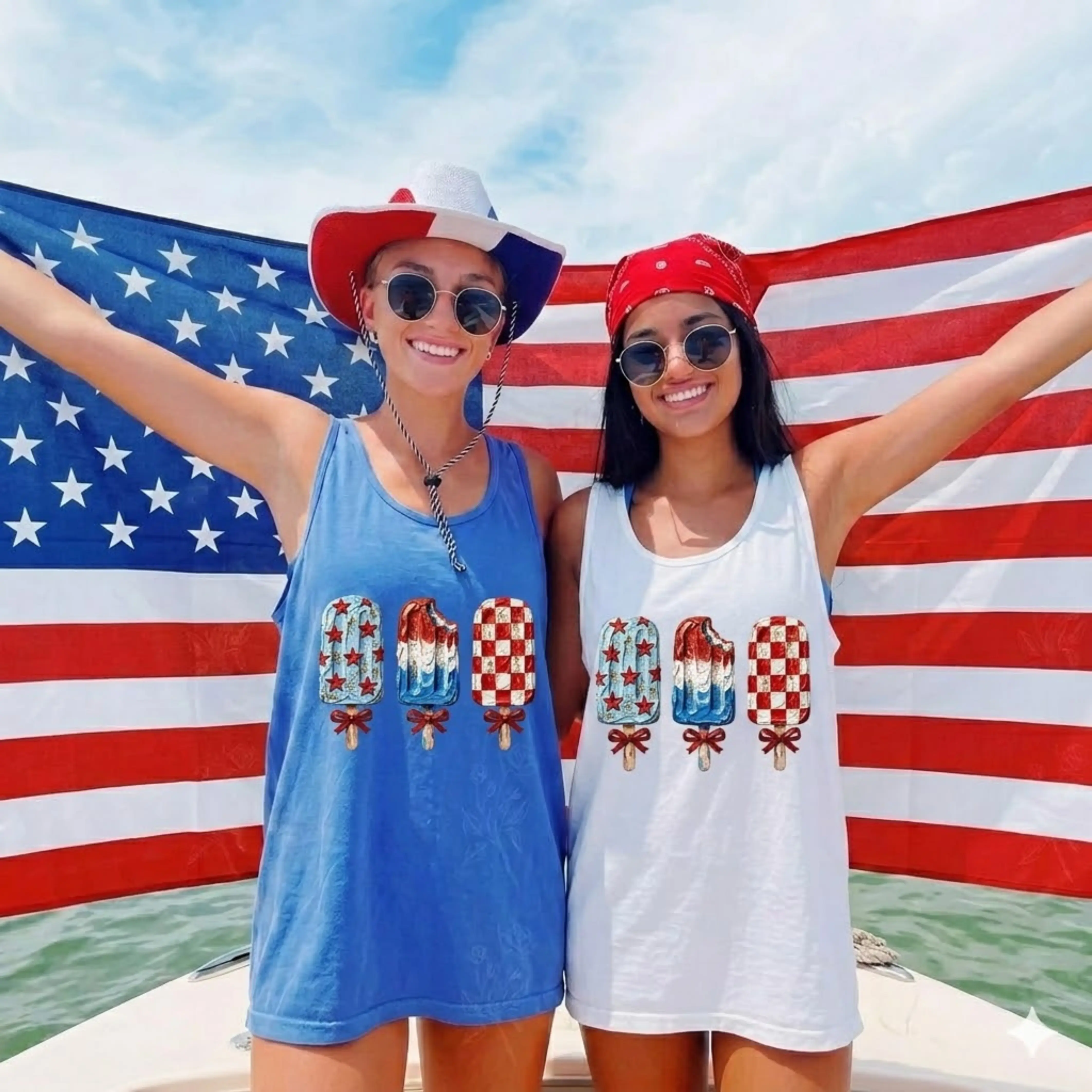 Comfort Colors Patriotic Popsicle Tank Top, 4th of July Shirt, USA Summer Graphic Tank, Americana Beach Vacation Top