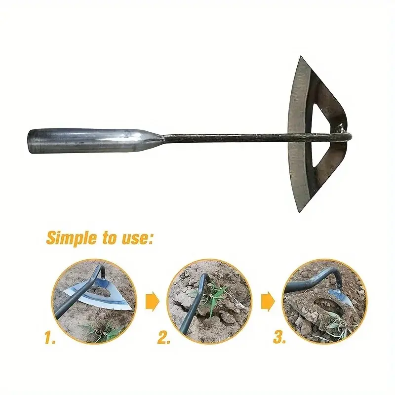 Premium All-Steel Metal Hardened Hollow Hoe - Handheld Weeding Rake Durable Gardening Tools and Rust-Resistant, Ideal for Vegetable Gardens, Lawn Leveling Rake