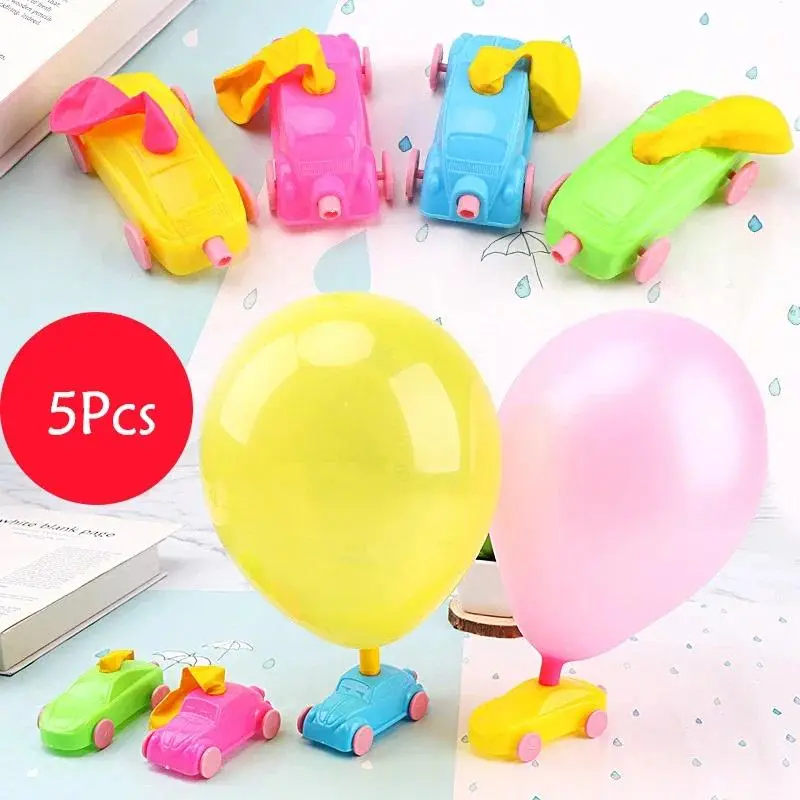 5Pcs Plastic DIY Balloon Recoil Action Car Science Experiment Kits - Kids' Educational Toys, 9*4*4cm Goodie Bag Fillers, Birthday Party Favors