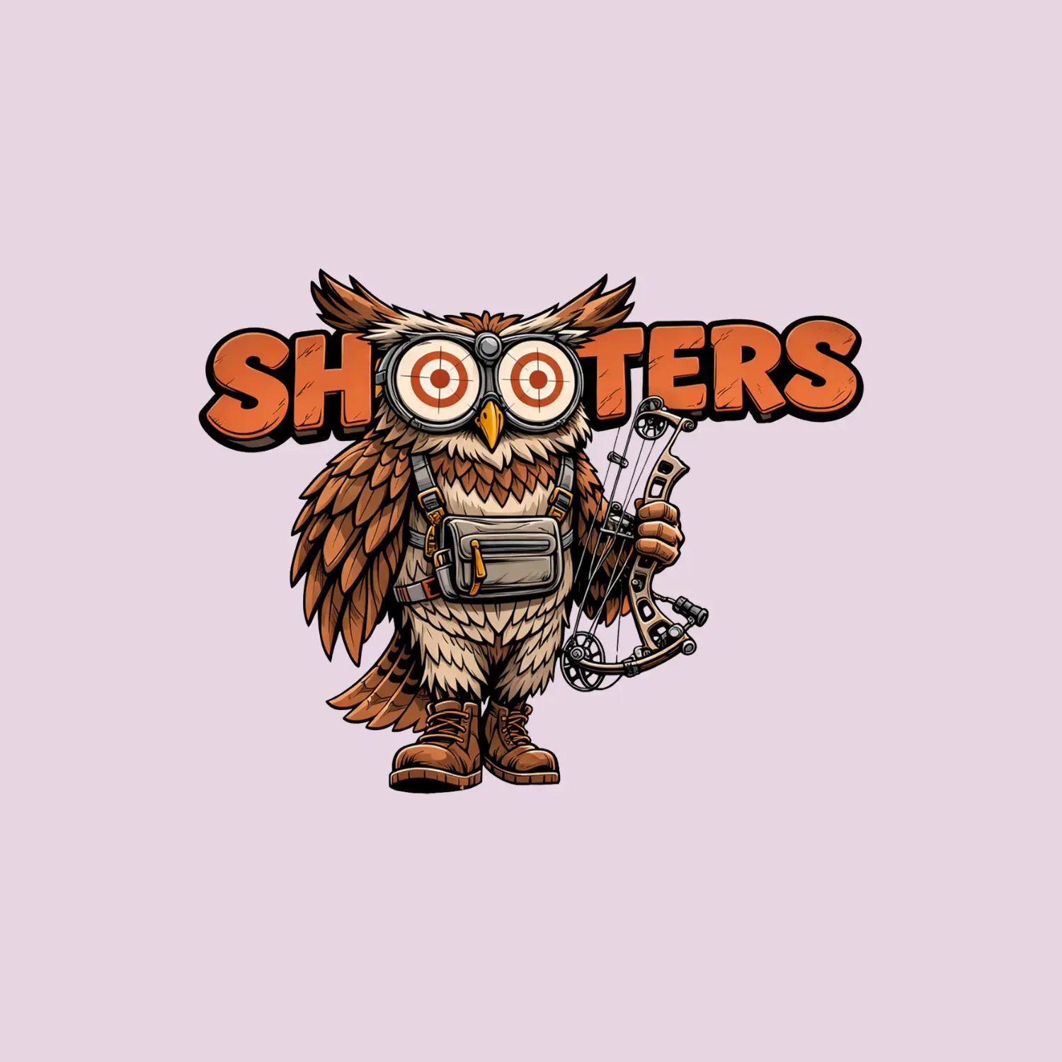Owl Archery Sticker, Bow Hunter Owl with Target Eyes Vinyl Decal, Waterproof for Laptop, Car, Truck, Tackle Box