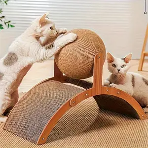Merry-Go-Round Cat Scratcher Board, Freestanding Cat Scratch Ball, Durable No Shedding, Extra Large Claw Sharpener, Self-Entertaining Cat Toy