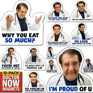 12 Pack Dr Now Magnets Fridge, Black Text, Funny Dr Now Magnets, Motivational Diet Helper - Dr Nowzaradan Magnets for Fridge - Decor Gift Kitchen