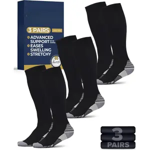 3 Pairs Compression Socks 20-30 mmHg - Compression Socks  Women and Men |   Running, Athletic, Travel, Nurses
