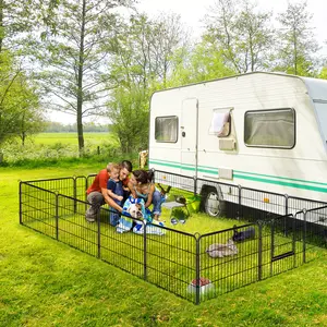 Pet Republic 8/16 Panels DIY Dog Playpen for Yard, RV Camping, 24/32/40-in Height Foldable Puppy Metal Exercise Barrier Fence
