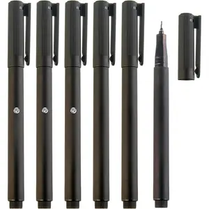 Fine Tip Permanent Pens, 6 Count Transparent Sticky Notes Writing Pens, 0.5mm Quick Dry Markers, Black Oil Based Marking Pens